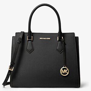 NWT Michael Kors Hope Large Saffiano Leather Satchel, Black